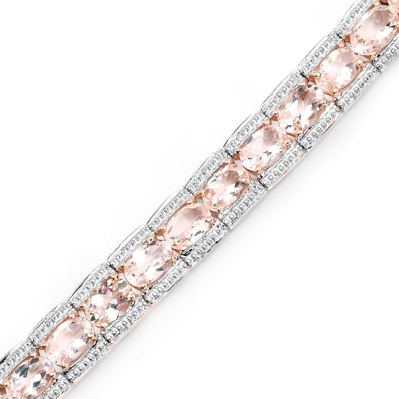 18K Rose Gold Plated 11.60 Carat Genuine Morganite .925 Sterling Silver Bracelet