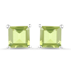 2.30 Carat Genuine Peridot .925 Sterling Silver Earrings