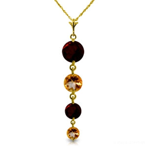 3.9 Carat 14K Solid Yellow Gold Necklace Natural Garnet Citrine