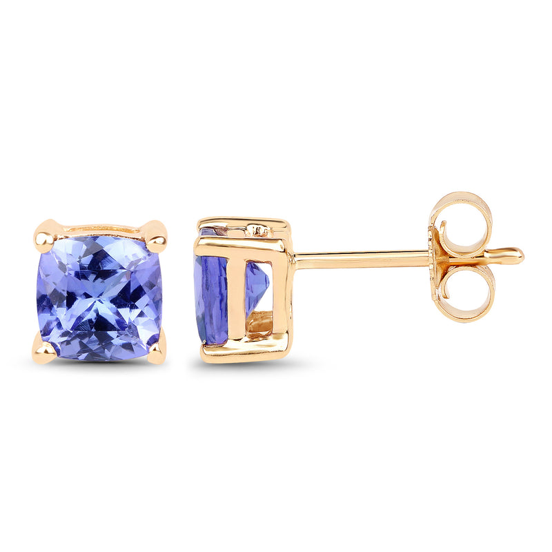 1.62 Carat Genuine Tanzanite 14K Yellow Gold Earrings