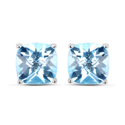 8.80 Carat Genuine Blue Topaz Sterling Silver Earrings