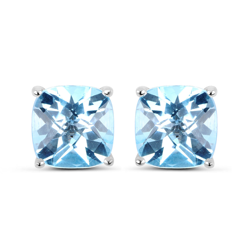 8.80 Carat Genuine Blue Topaz Sterling Silver Earrings