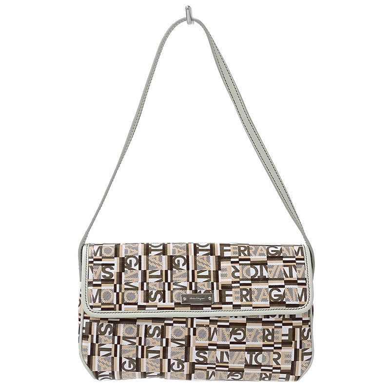 Salvatore Ferragamo PVC Shoulder Bag BeigeWhite