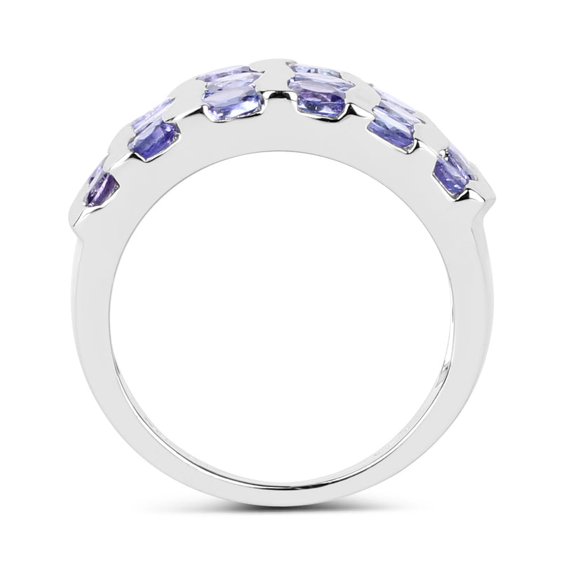 2.40 Carat Genuine Tanzanite .925 Sterling Silver Ring