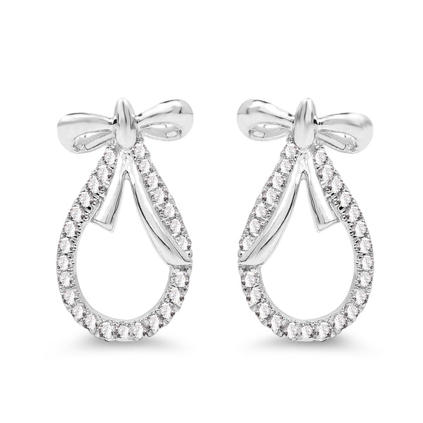 0.21 Carat Genuine White Diamond 14K White Gold Earrings (G-H Color, SI1-SI2 Clarity)