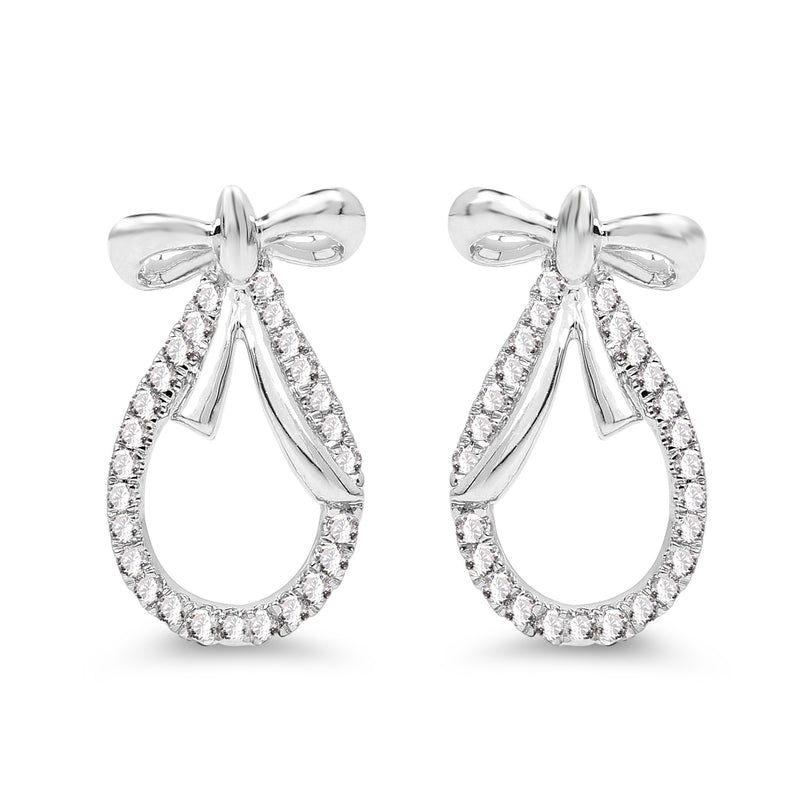 0.21 Carat Genuine White Diamond 14K White Gold Earrings (G-H Color, SI1-SI2 Clarity)