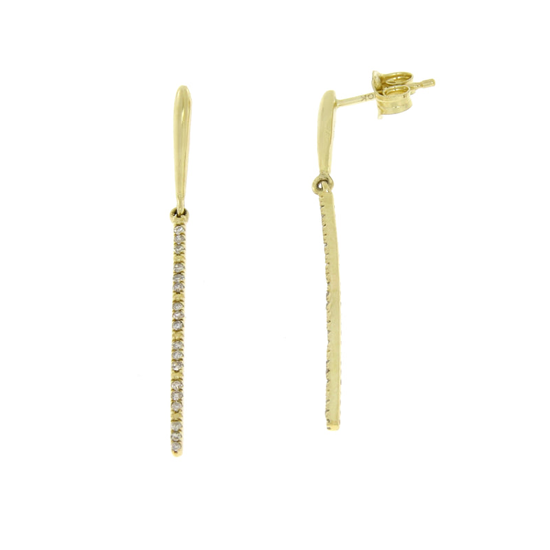 Natural .15ct Diamond Dangle Earrings 10KT Yellow Gold