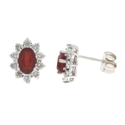 1.08ct Ruby Diamond Stud Earrings 10KT White Gold