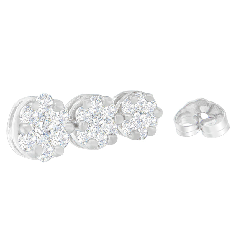 14K White Gold 2ct. TDW Round-cut Diamond Earrings (H-II1-I2)