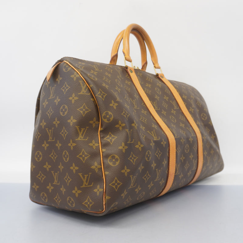 Auth Louis Vuitton Monogram Keepol 50 M41426 MenWomenUnisex Boston BagHandbag