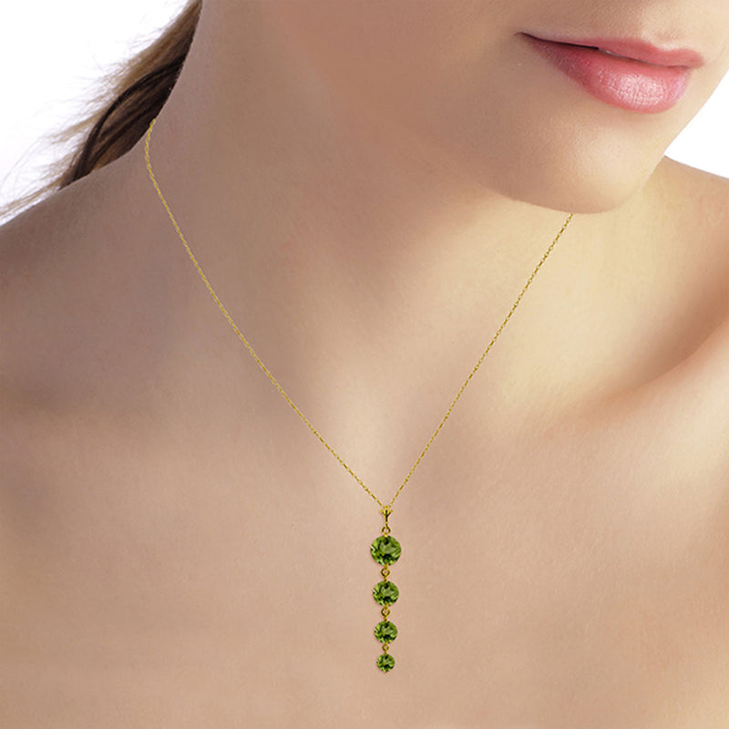 3.9 Carat 14K Solid Yellow Gold Crossing The Bar Peridot Necklace