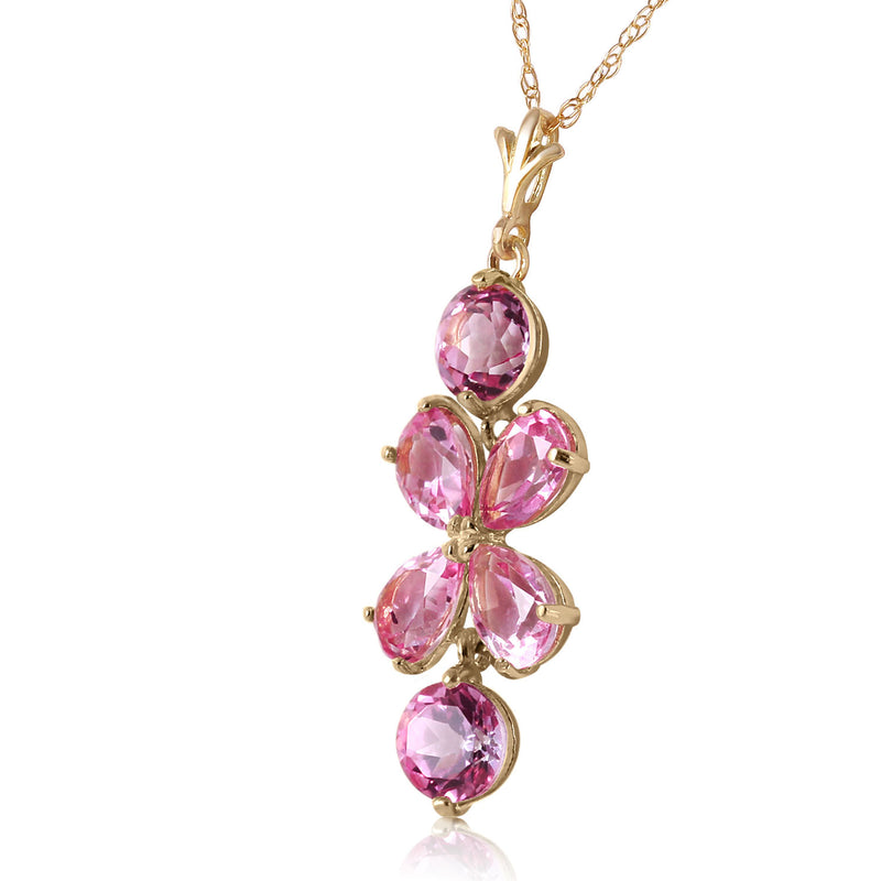 3.15 Carat 14K Solid Yellow Gold Flee From Memory Pink Topaz Necklace