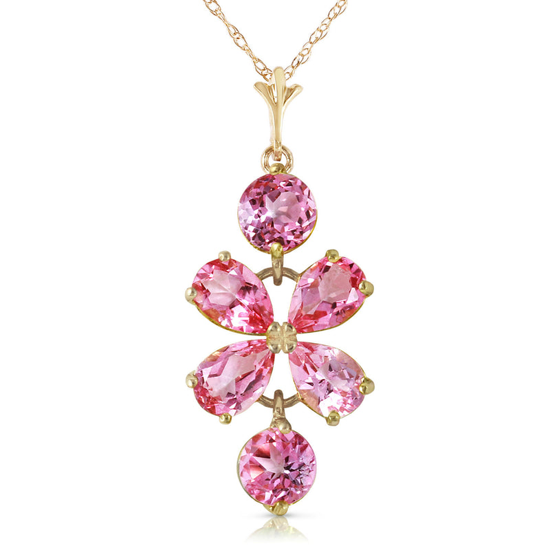 3.15 Carat 14K Solid Yellow Gold Flee From Memory Pink Topaz Necklace