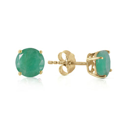 0.95 Carat 14K Solid Yellow Gold Spring Doesn't Fade Emerald Earrings