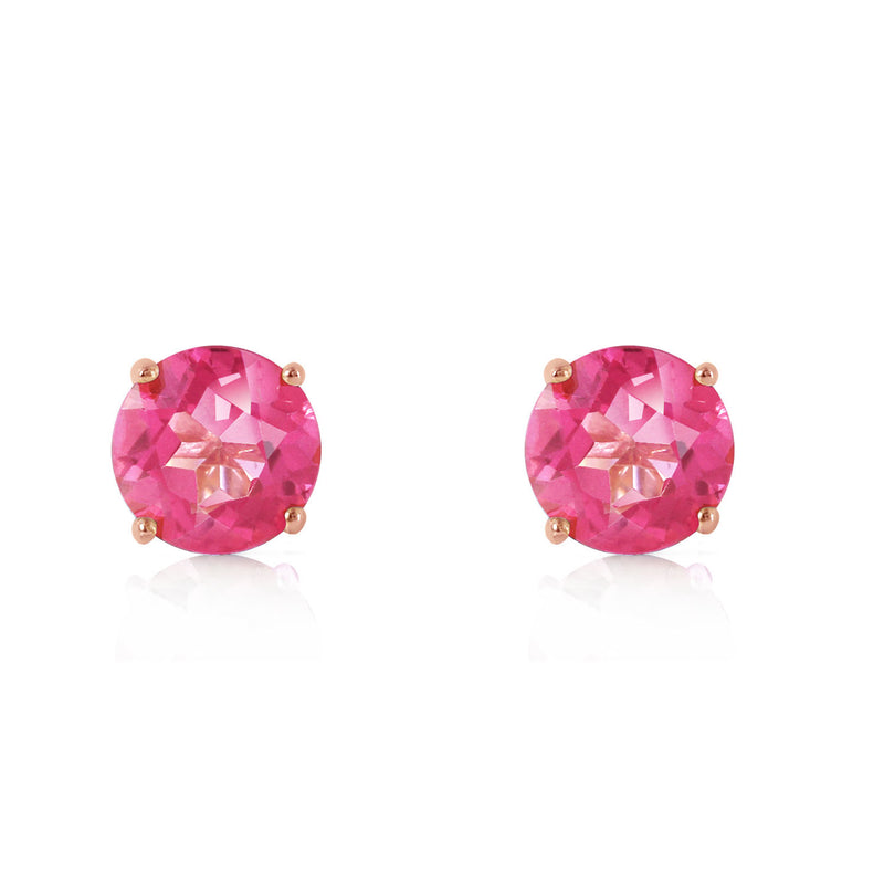 1.3 Carat 14K Solid Yellow Gold Pink In June Pink Topaz Earrings