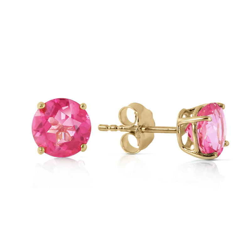 1.3 Carat 14K Solid Yellow Gold Pink In June Pink Topaz Earrings