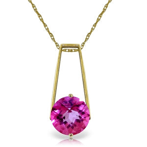 1.45 Carat 14K Solid Yellow Gold Sumptuous Moment Pink Topaz Necklace