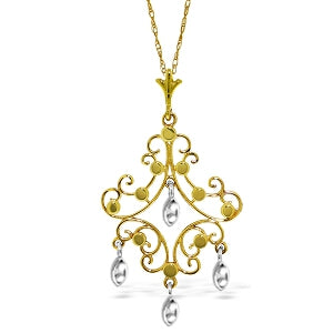 14K Solid Yellow Gold Chandelier Necklace