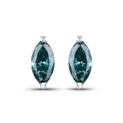 0.40 Carat Genuine Blue Diamond 14K White Gold Earrings