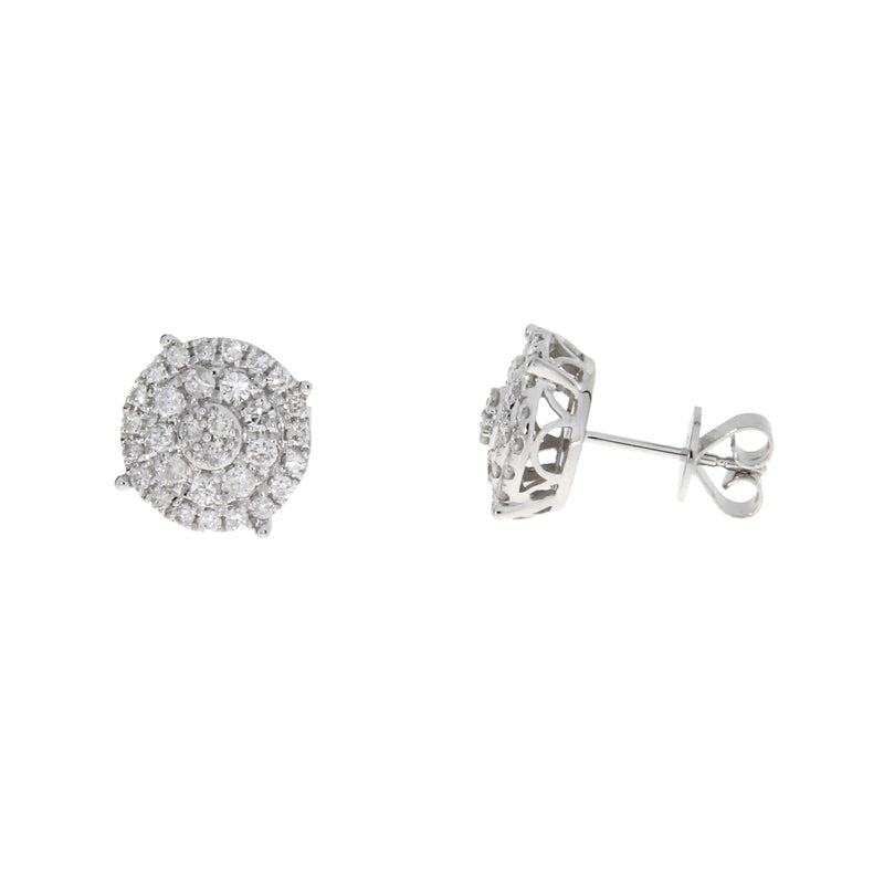 Genuine .90ct Diamond Earrings 14KT White Gold