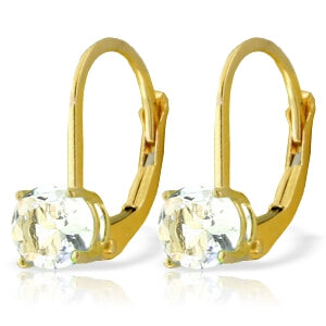 1.2 Carat 14K Solid Yellow Gold Iris Aquamarine Earrings