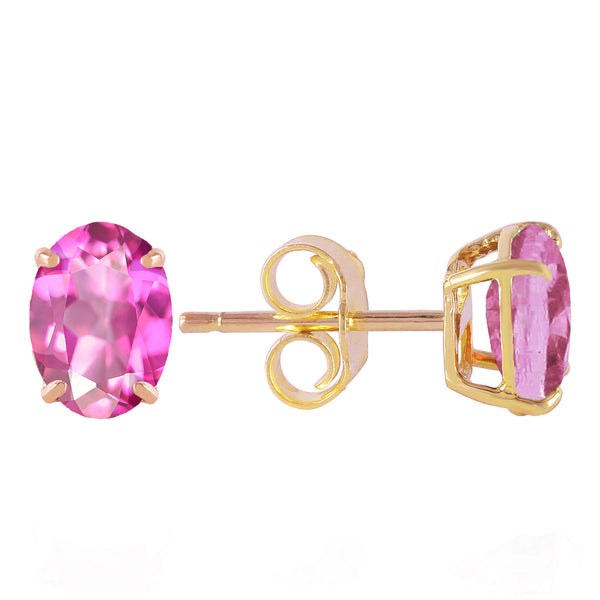 1.8 Carat 14K Solid Yellow Gold Falling In Love Again Pink Topaz Earrings