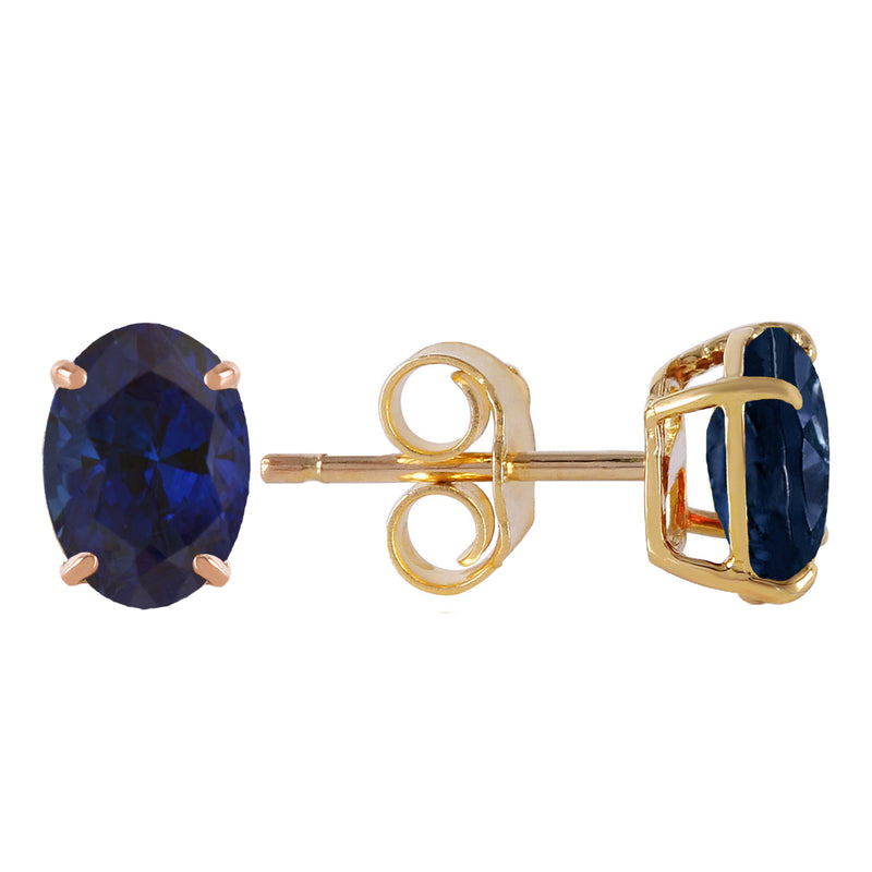 2 Carat 14K Solid Yellow Gold Stud Earrings Natural Sapphire