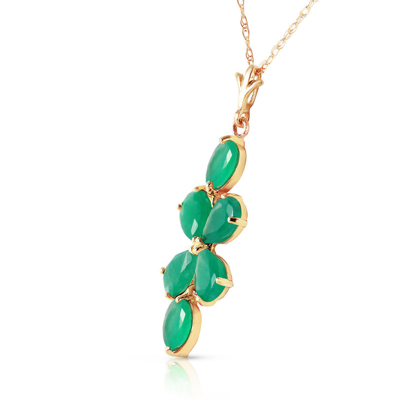 3.15 Carat 14K Solid Yellow Gold Spring Overflow Emerald Necklace