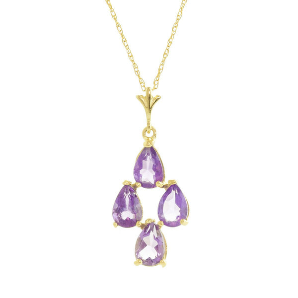 1.5 Carat 14K Solid Yellow Gold Sense And Sensations Amethyst Necklace