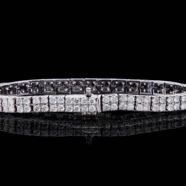 5.15 CTS CERTIFIED DIAMONDS 14K WHITE GOLD DESIGNER 2 ROW BRACELET SIZE leanth 7.25 inches