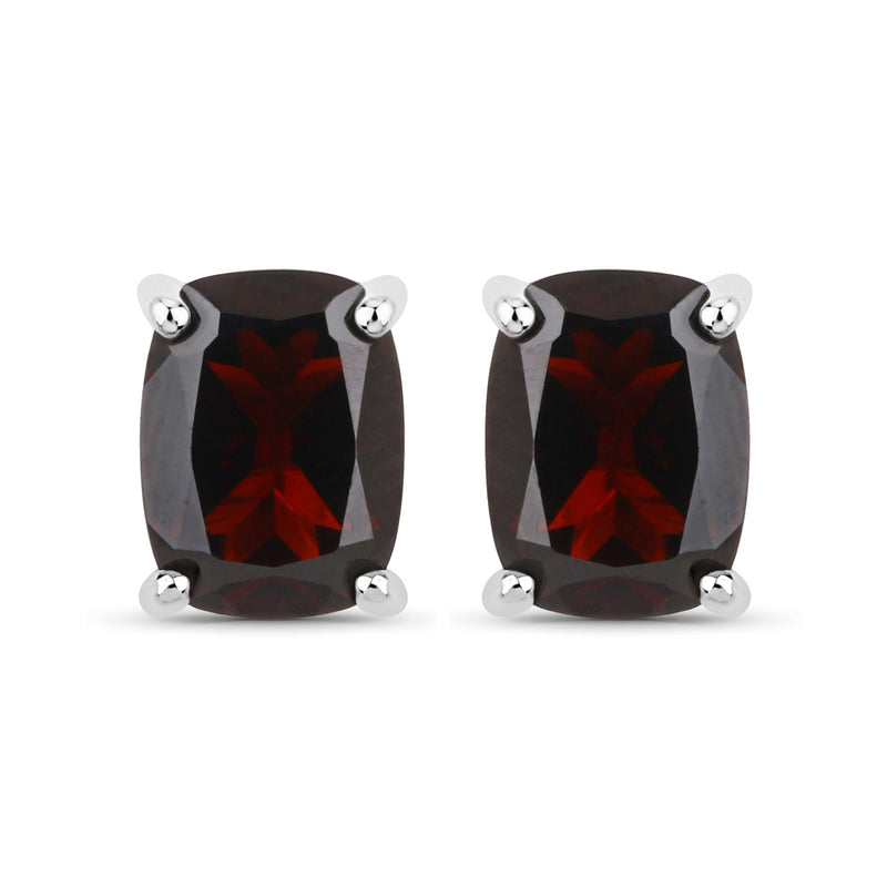 18K White Gold Plated 3.50 Carat Genuine Garnet .925 Sterling Silver Earrings