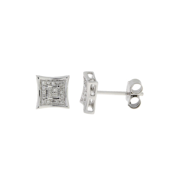 Genuine .10ct Diamond Stud Earrings 14KT White Gold