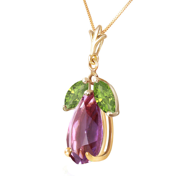 6.5 Carat 14K Solid Yellow Gold Ballerina Amethyst Peridot Necklace