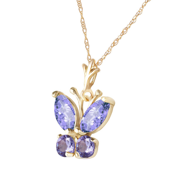 0.6 Carat 14K Solid Yellow Gold Butterfly Necklace Tanzanite