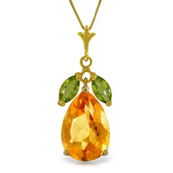 6.5 Carat 14K Solid Yellow Gold Necklace Citrine Peridot