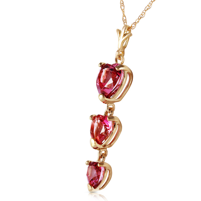 3.03 Carat 14K Solid Yellow Gold Hand On Heart Pink Topaz Necklace