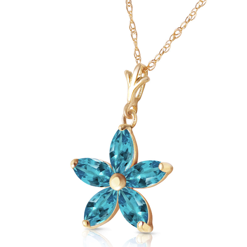 1.4 Carat 14K Solid Yellow Gold Stendhal Blue Topaz Necklace