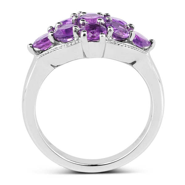 2.16 Carat Genuine Amethyst .925 Sterling Silver Ring