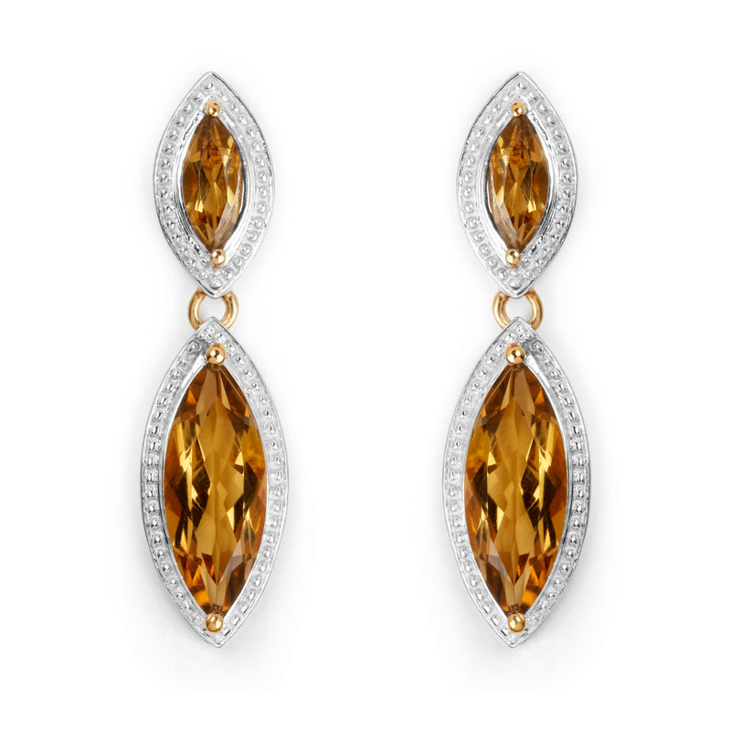 14K Yellow Gold Plated 8.50 Carat Genuine Champagne Quartz .925 Sterling Silver Earrings