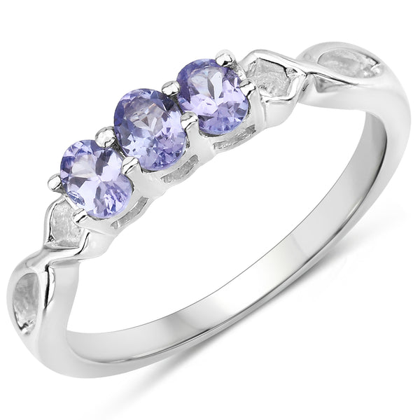 0.51 Carat Genuine Tanzanite .925 Sterling Silver Ring
