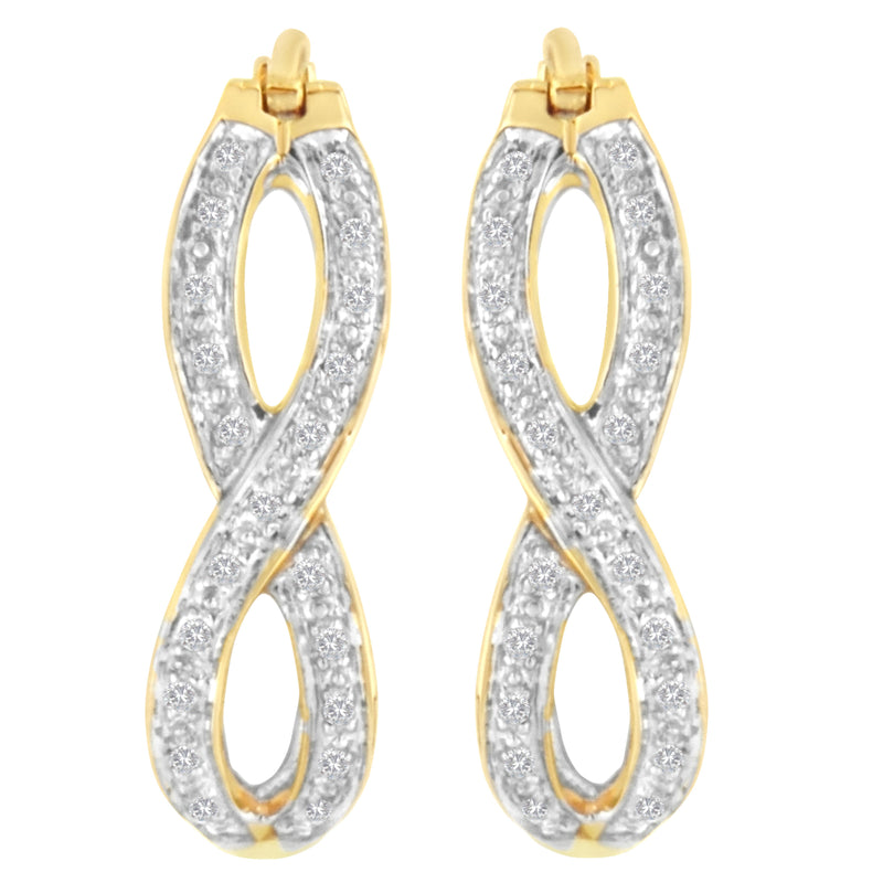 10K Yellow and White Gold 1/4 cttw Diamond Double Infinity Hoop Earrings (I-J Clarity, I1-I2 Color)