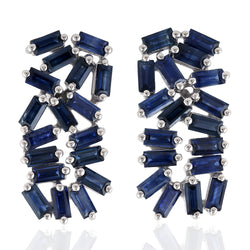 2.11 Natural Sapphire Stud Earrings 18k White Gold Jewelry