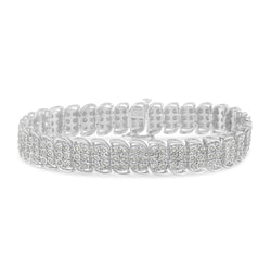 .925 Sterling-Silver 2.0 Cttw Miracle Set Diamond 3 Row S Curve Line Tennis Bracelet (I-J Color, I3 Clarity) -7.25"