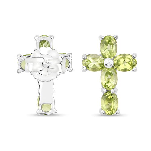 1.70 Carat Genuine Peridot .925 Sterling Silver Earrings