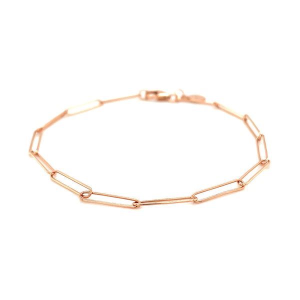 14k Rose Gold Wire Paperclip Bracelet (2.7mm)