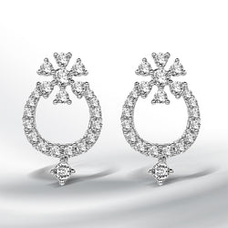 0.48 Carat Genuine White Diamond 14K White Gold Earrings (G-H Color, SI1-SI2 Clarity)