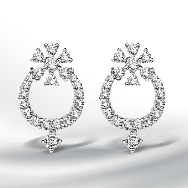 0.48 Carat Genuine White Diamond 14K White Gold Earrings (G-H Color, SI1-SI2 Clarity)