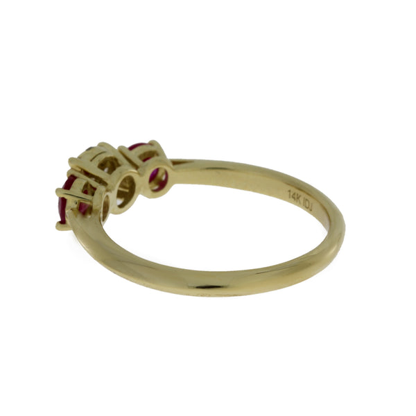 .66ct Ruby Diamond 3 Stone Ring 14KT Yellow Gold
