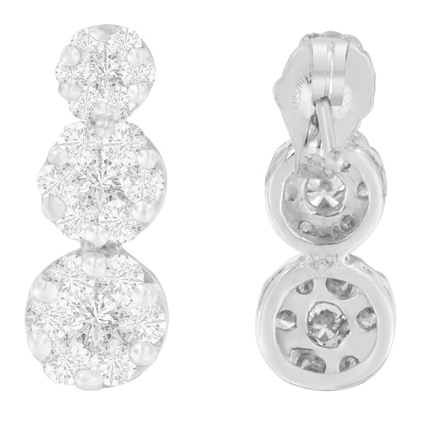 14K White Gold 1 1/2 cttw Round Cut Diamond Earrings (H-I, SI2-I1)