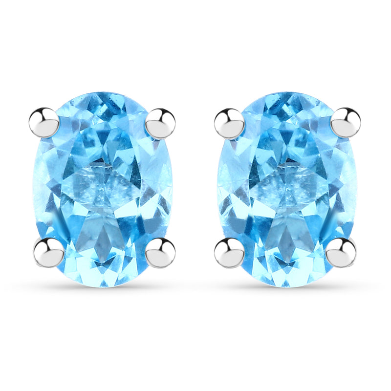 1.90 Carat Genuine Swiss Blue Topaz .925 Sterling Silver Earrings